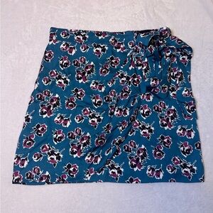The Kooples Teal Floral Wrap Skirt Rock Roses